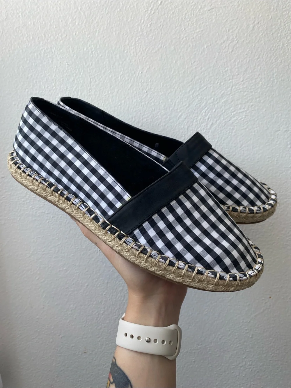 St. John's Bay Black and White Gingham Espadrille Flats